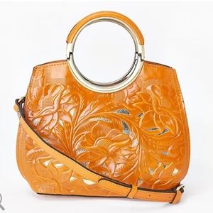 Patricia Nash Aria Orange Cutout Tooling NWTs Beautiful Fall Color